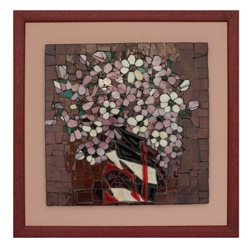 Tablu mozaic - Anemone, 45 x 44 cm, sticla fuzionata si mozaic Tablu mozaic - Anemone, 45 x 44 cm, sticla fuzionata si mozaic