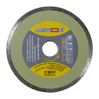 Disc diamantat, continuu, pentru debitare placi ceramice / marmura / sticla / piatra, 115 x 22 x 2 mm Disc diamantat, continuu, pentru debitare placi ceramice / marmura / sticla / piatra, 115 x 22 x 2 mm