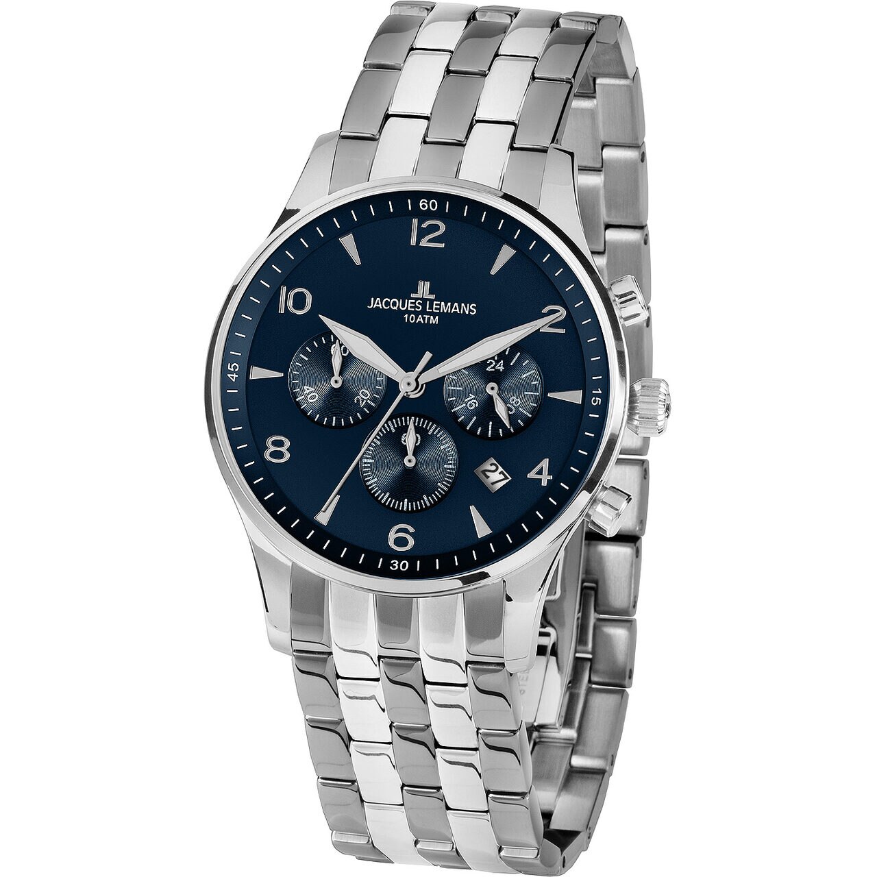 Ceas barbatesc Jacques Lemans 1-1654.2ZG, Quartz, 40mm, 10ATM, Argintiu