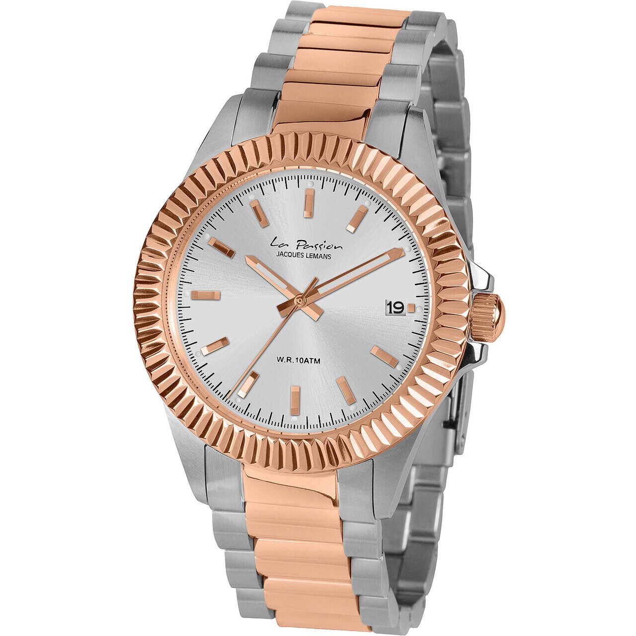 Ceas de dama Jacques Lemans LP-125H, Quartz, 38mm, 10ATM, Argintiu