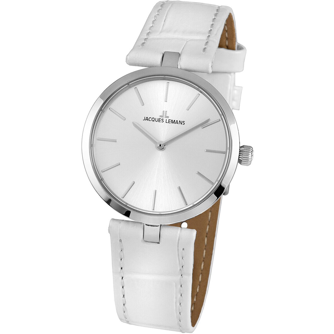 Ceas de dama Jacques Lemans 1-2024N, Quartz, 34mm, 5ATM, Argintiu