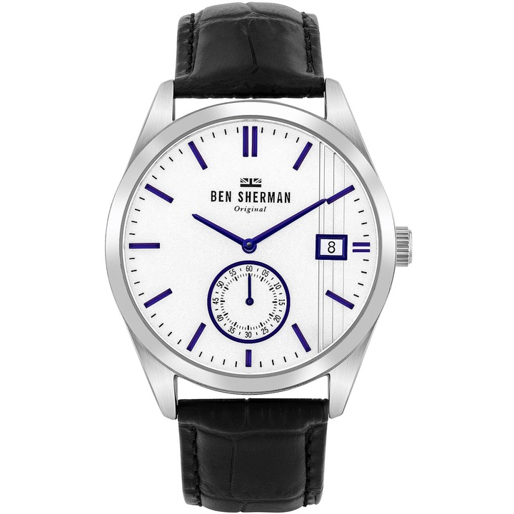 Ceas barbatesc Ben Sherman WB039UB, Quartz, 43mm, 3ATM, Argintiu