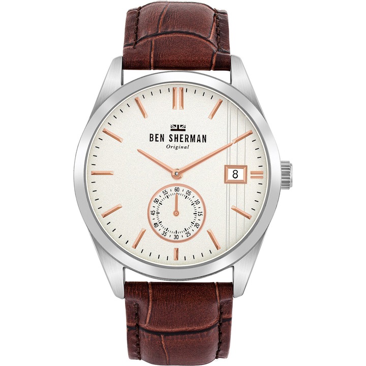 Ceas barbatesc Ben Sherman WB039T, Quartz, 43mm, 3ATM, Argintiu
