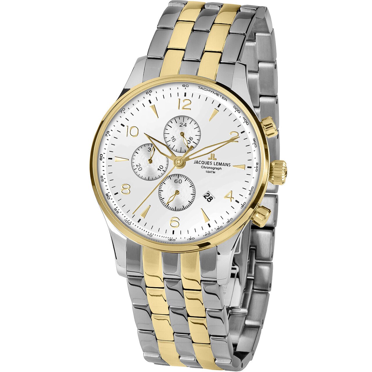 Ceas barbatesc Jacques Lemans 1-1844ZH, Quartz, 44mm, 10ATM, Auriu