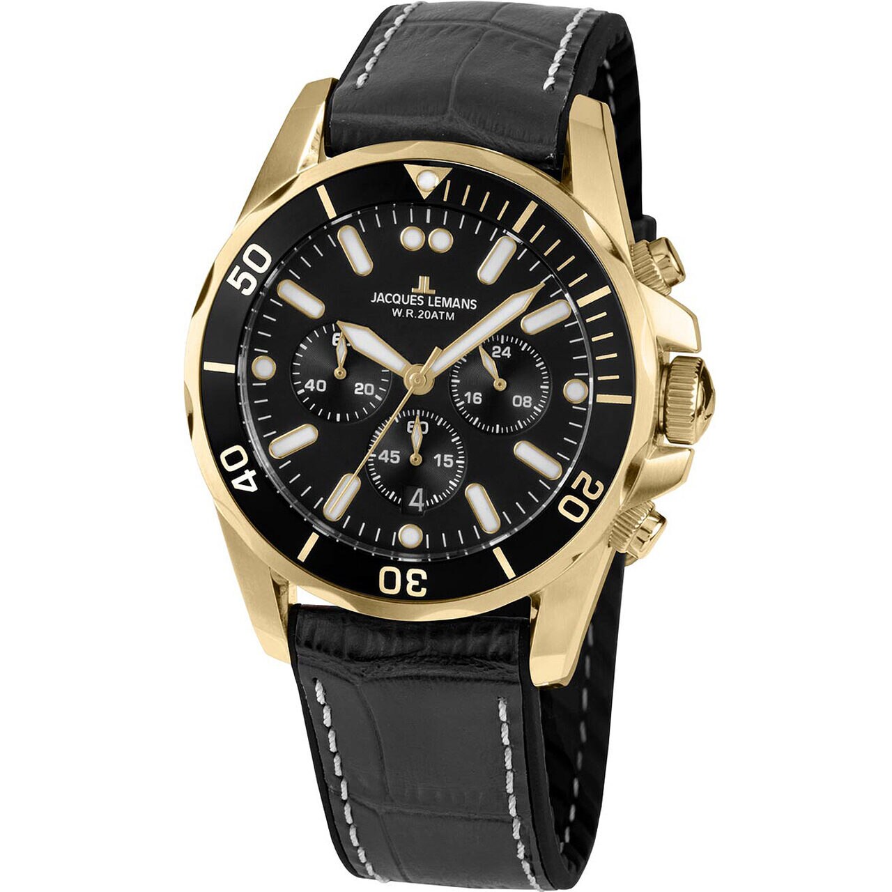 Ceas barbatesc Jacques Lemans 1-2091E, Quartz, 43mm, 20ATM, Auriu