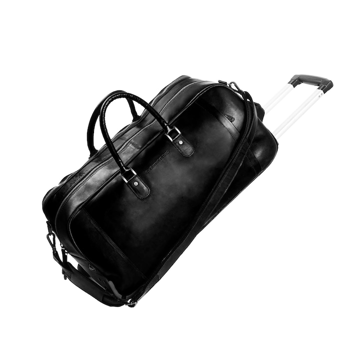 Чанта с колелца Chesterfield, Jayven, естествена кожа, унисекс, черен