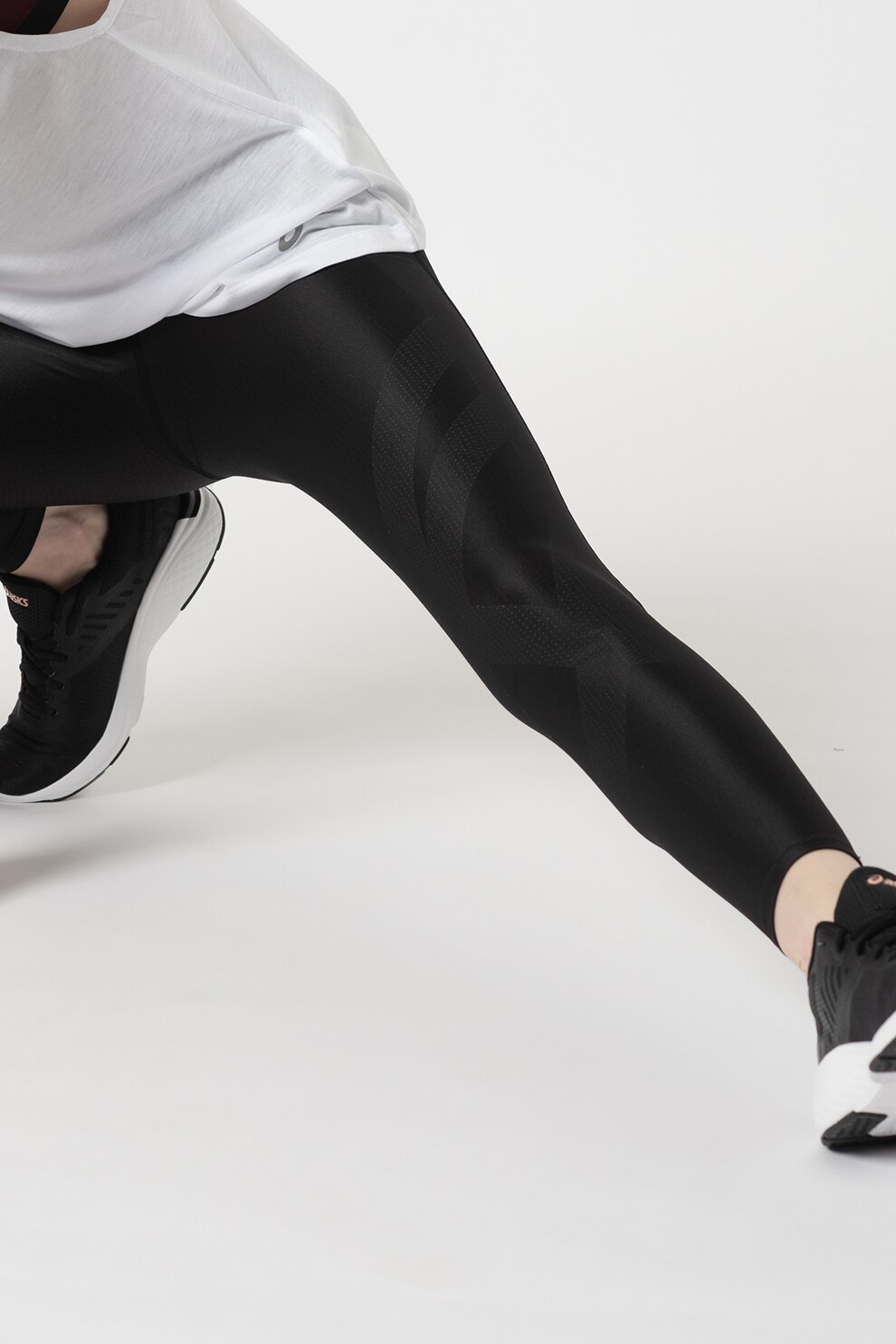 Asics, Colanti cu segmente de compresie, pentru alergare Finish Advantage, Negru, XL