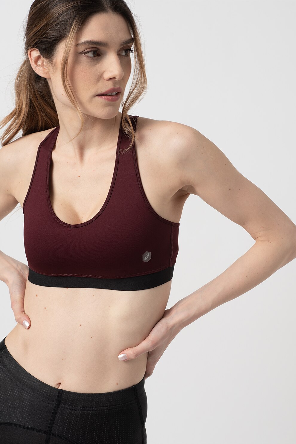 Asics, Bustiera cu sustinere minima, pentru antrenament, Rosu Bordeaux