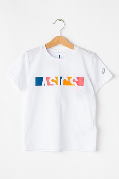Asics, Tricou cu imprimeu logo, pentru fitness, Alb Asics, Tricou cu imprimeu logo, pentru fitness, Alb