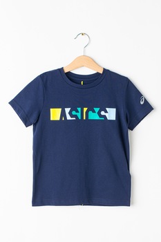 Asics, Tricou cu imprimeu logo, pentru fitness, Bleumarin Asics, Tricou cu imprimeu logo, pentru fitness, Bleumarin