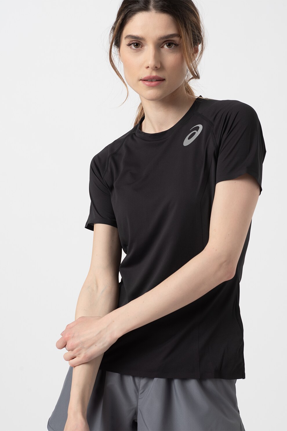 Asics, Tricou cu imprimeu, pentru alergare Performance, Negru/Rosu