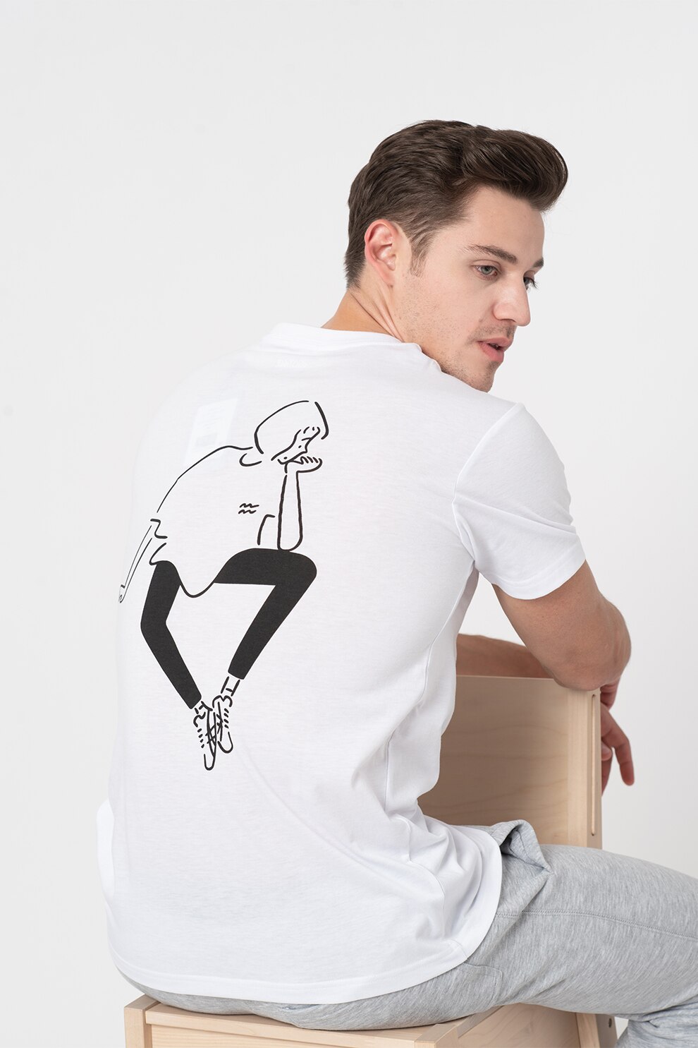 Asics, Tricou cu imprimeu grafic Nagaba, Alb/Negru
