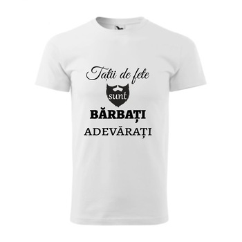 Tricou basic barbati personalizat, Adler, bumbac, alb S Tatii de fete sunt barbati adevarati