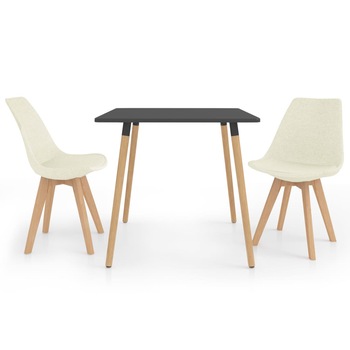 Set de masa de bucatarie cu blat gri cu 2 scaune tapitate, vidaXL, Tesatura, 80 x 80 x 75 cm, Crem Set de masa de bucatarie cu blat gri cu 2 scaune tapitate, vidaXL, Tesatura, 80 x 80 x 75 cm, Crem