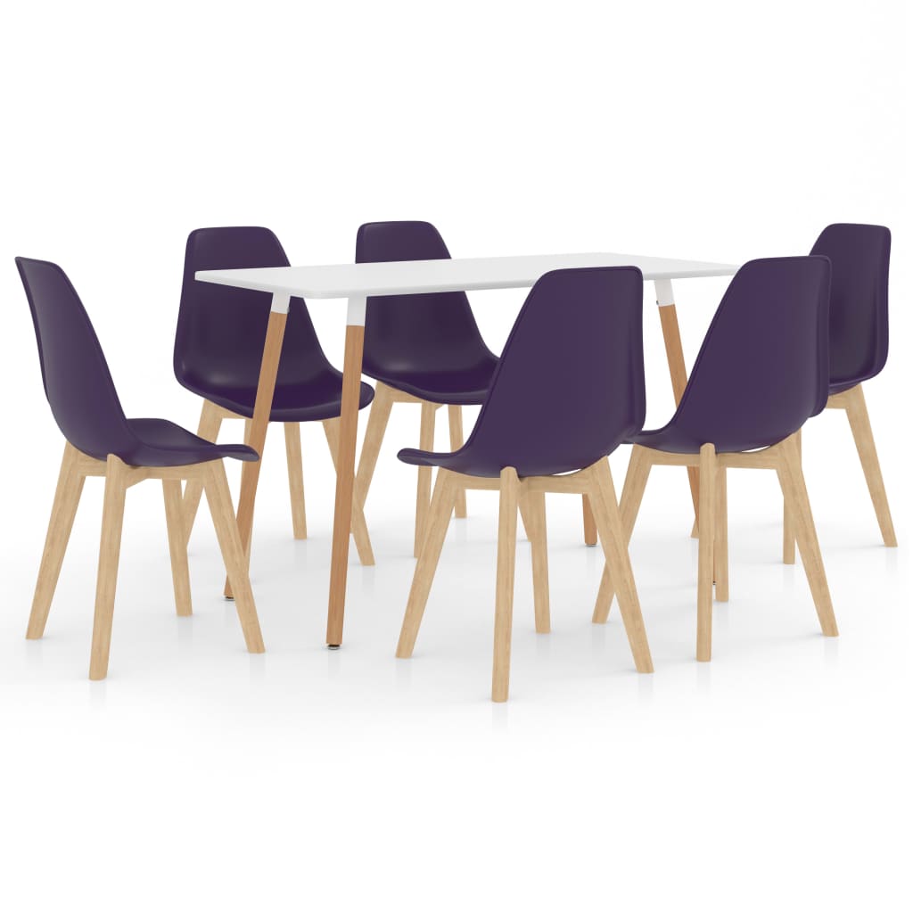 Set mobilier de bucatarie cu 7 piese cu masa alba, vidaXL, Plastic, 120 x 60 x 75 cm, Mov