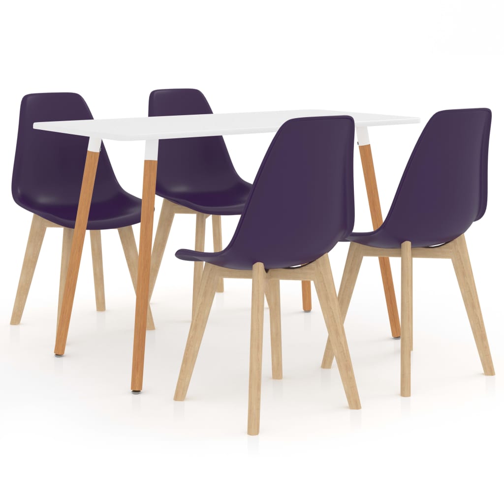 Set mobilier de bucatarie cu 5 piese cu masa alba, vidaXL, Plastic, 120 x 60 x 75 cm, Mov