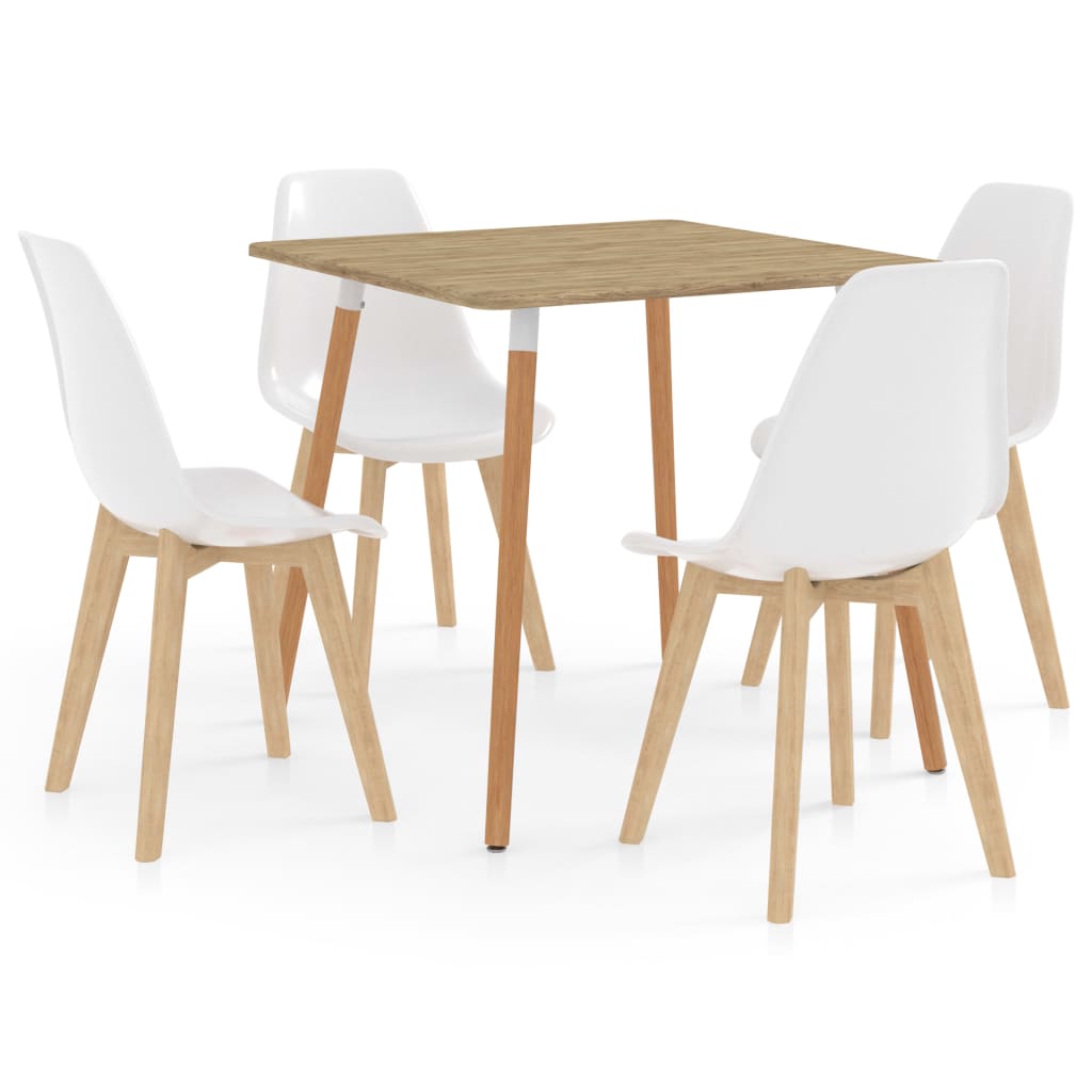 Set mobilier de bucatarie cu 5 piese, vidaXL, Plastic, 80 x 80 x 75 cm, Alb