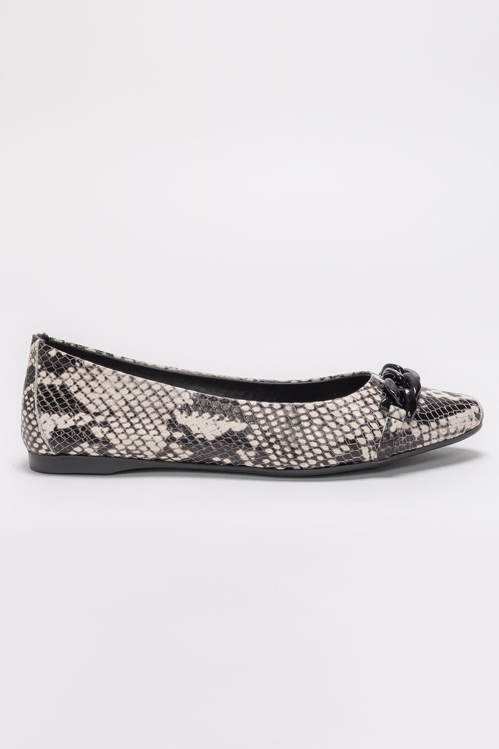 Il Passo, Balerini de piele cu varf rotund Judie, Negru/Alb prafuit, 37