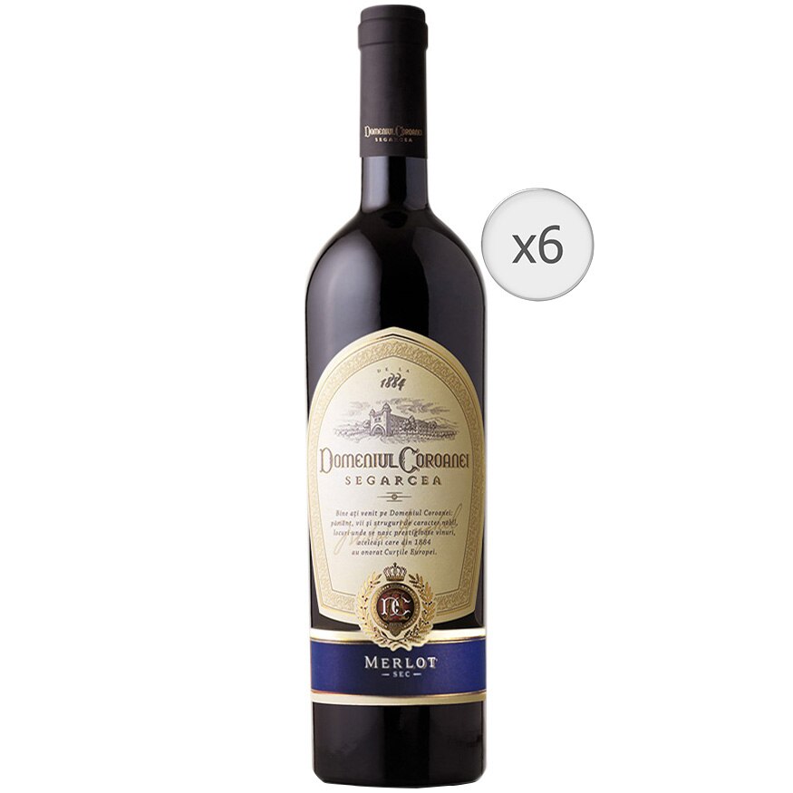 Pachet Vin Rosu Segarcea Elite, Merlot, Sec, 6 x 0.75l