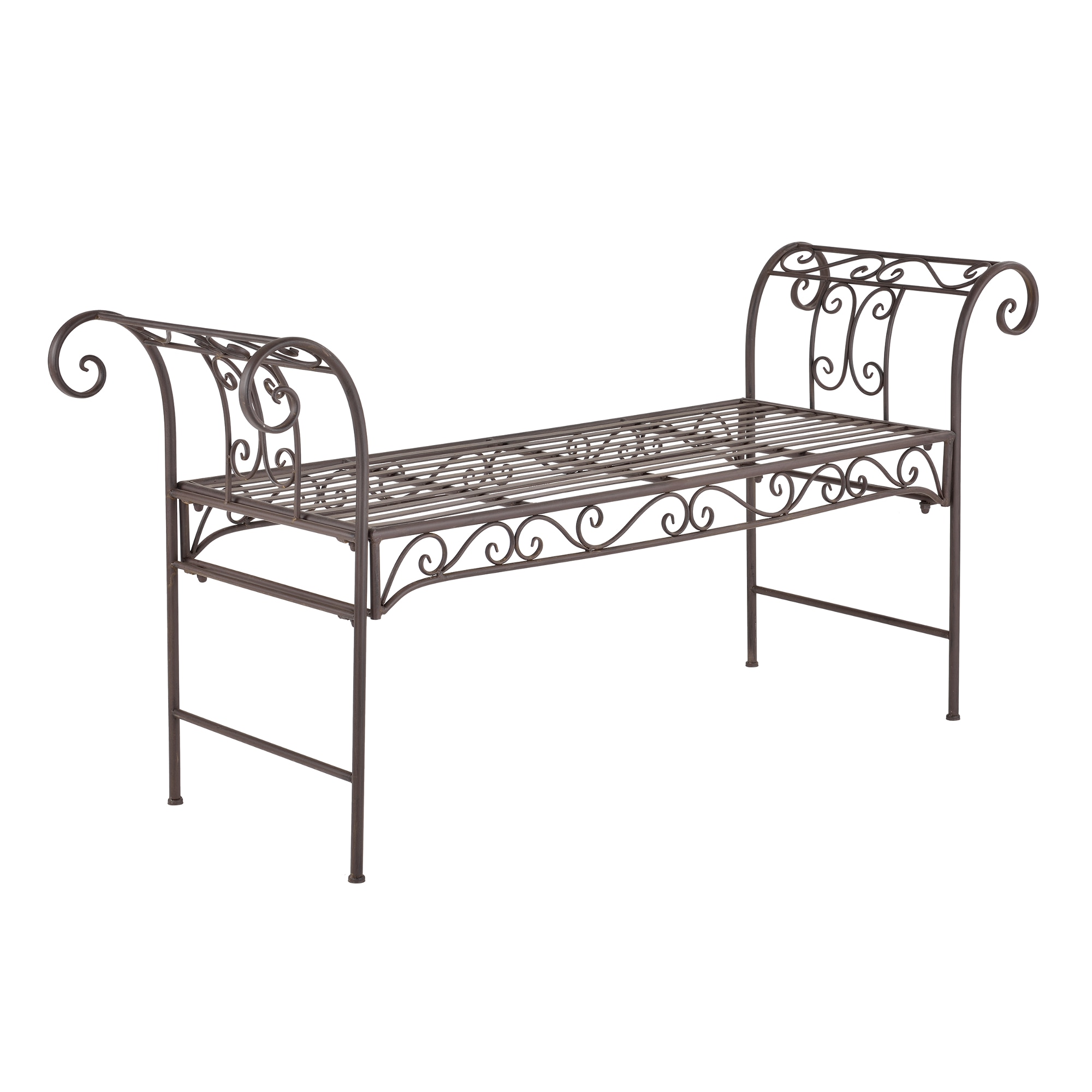 Banca gradina Cossila B, en.casa, 70 x 147 x 46 cm, metal, 200 Kg, maro ruginiu