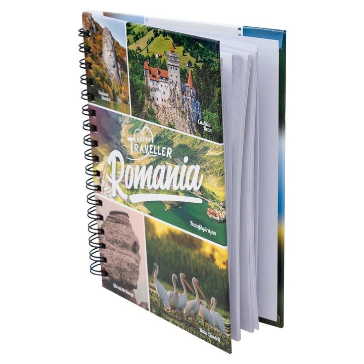 Agenda - coperta cartonata cu Peisaje din Romania - 160x123x14 - foi dictando, cu spirala