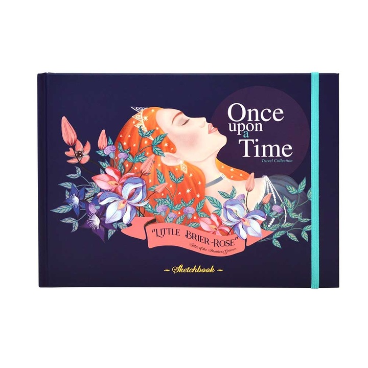 Agenda de Schitat coperta inspirata din Basme Romanesti-Frumoasa Adormita, A5, coperti groase pentru stabilitate, semn de carte si elastic pentru inchidere, 230x170x20