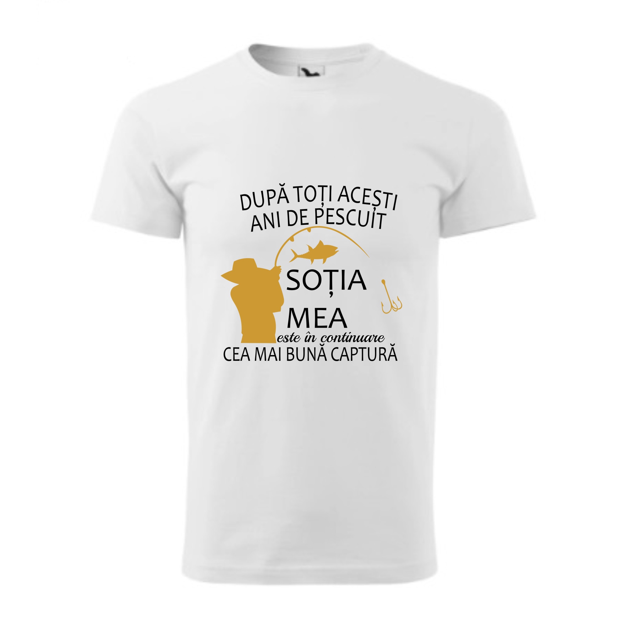 Tricou basic barbati personalizat, Adler, bumbac, alb M Sotia mea, cea mai buna captura
