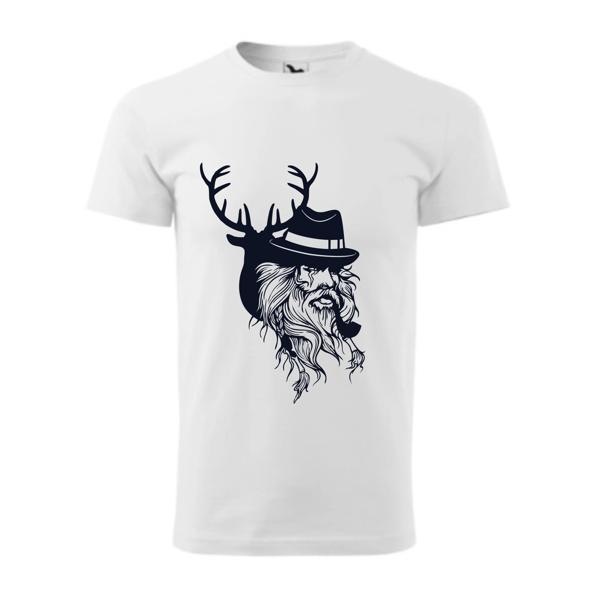 Tricou basic barbati personalizat, Adler, bumbac, alb M Batranul cu pipa