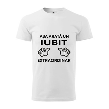 Tricou basic barbati personalizat, Adler, bumbac, alb S Asa arata un iubit extraordinar