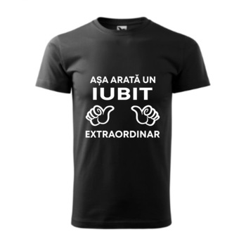 Tricou basic barbati personalizat, Adler, bumbac, negru XS Asa arata un iubit extraordinar Tricou basic barbati personalizat, Adler, bumbac, negru XS Asa arata un iubit extraordinar