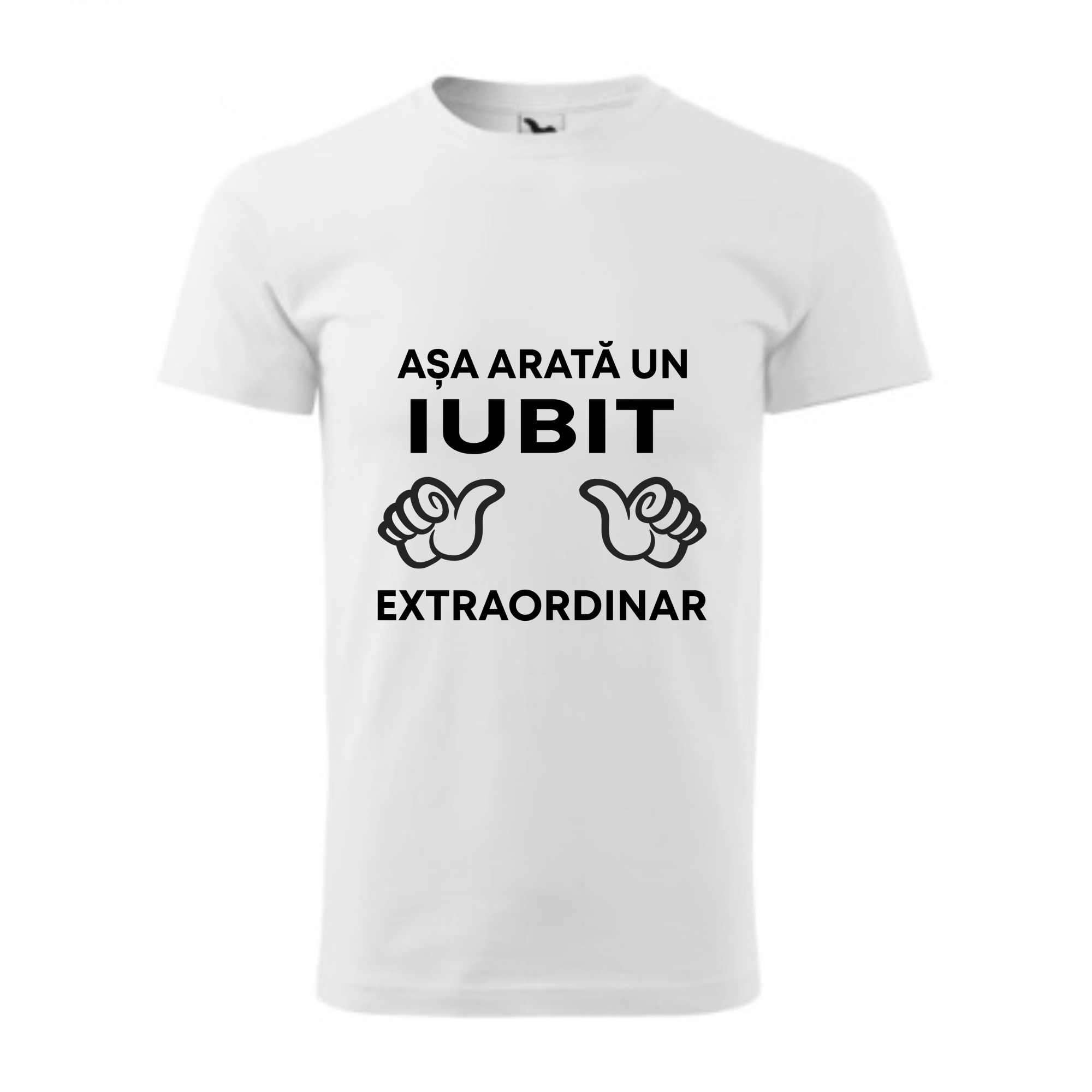 Tricou basic barbati personalizat, Adler, bumbac, alb XL Asa arata un iubit extraordinar