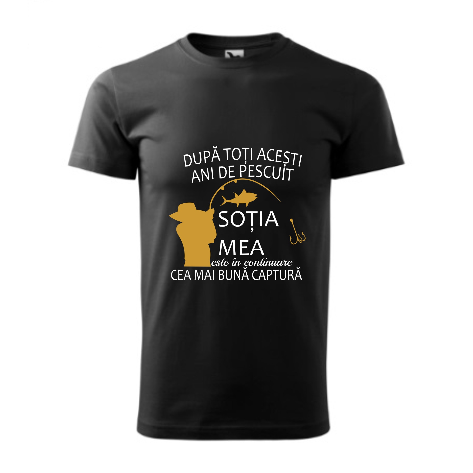 Tricou basic barbati personalizat, Adler, bumbac, negru S Sotia mea, cea mai buna captura