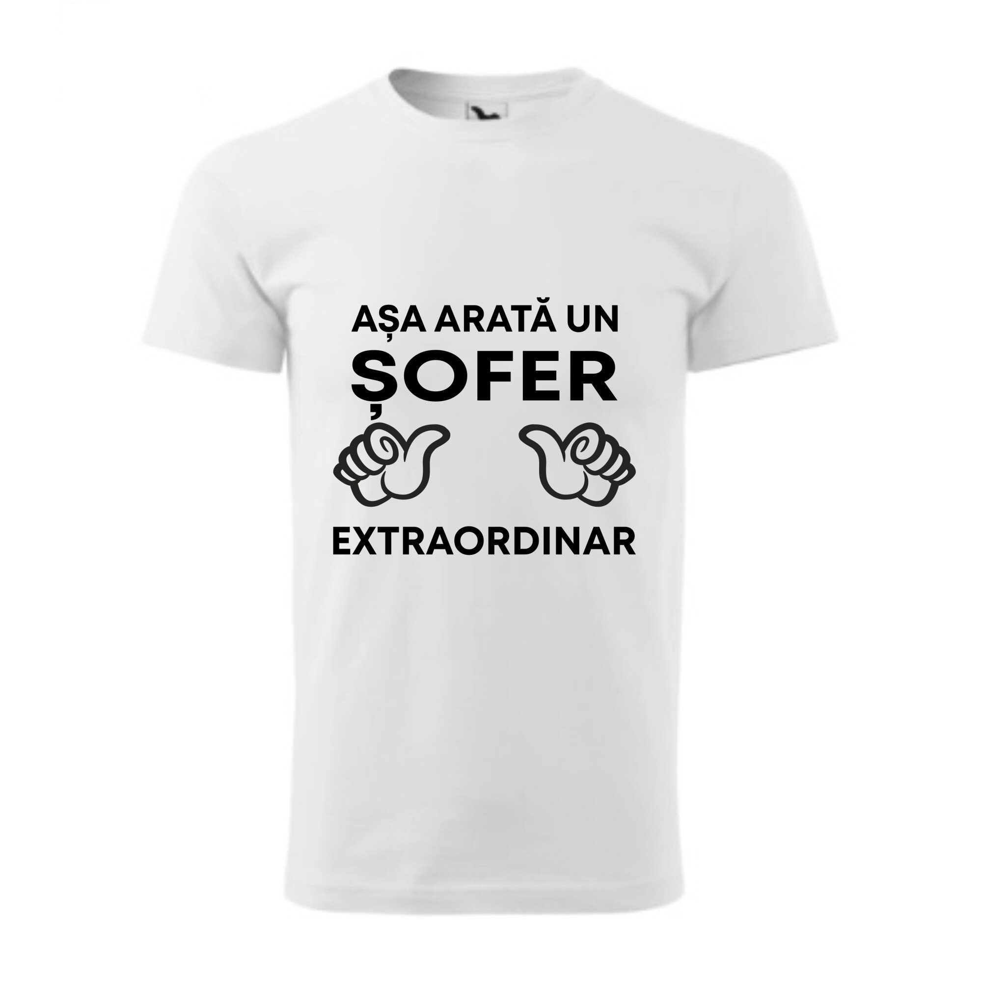 Tricou basic barbati personalizat, Adler, bumbac, alb XS Asa arata un sofer extraordinar