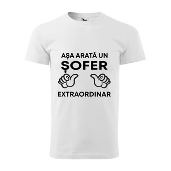 Tricou basic barbati personalizat, Adler, bumbac, alb XXL Asa arata un sofer extraordinar