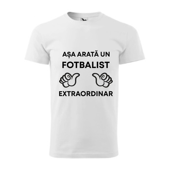 Tricou basic barbati personalizat, Adler, bumbac, alb L Asa arata un fotbalist extraordinar