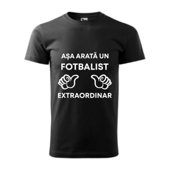 Tricou basic barbati personalizat, Adler, bumbac, negru M Asa arata un fotbalist extraordinar Tricou basic barbati personalizat, Adler, bumbac, negru M Asa arata un fotbalist extraordinar