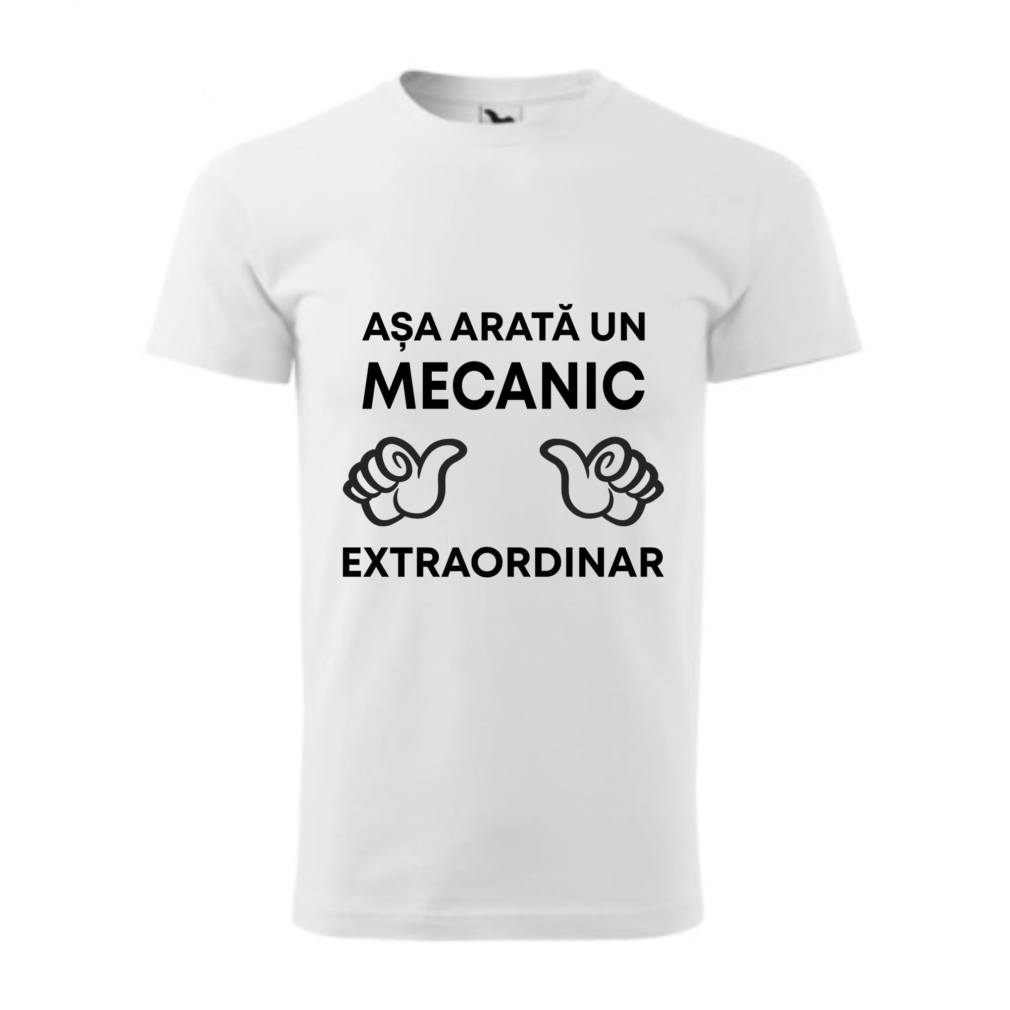 Tricou basic barbati personalizat, Adler, bumbac, alb S Asa arata un mecanic extraordinar