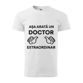 Tricou basic barbati personalizat, Adler, bumbac, alb L Asa arata un doctor extraordinar