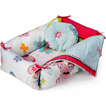 Set reductor bebe nest + paturica + pernuta pentru formarea capului bebelusului SomnArt, model fluturi, Bleu Set reductor bebe nest + paturica + pernuta pentru formarea capului bebelusului SomnArt, model fluturi, Bleu