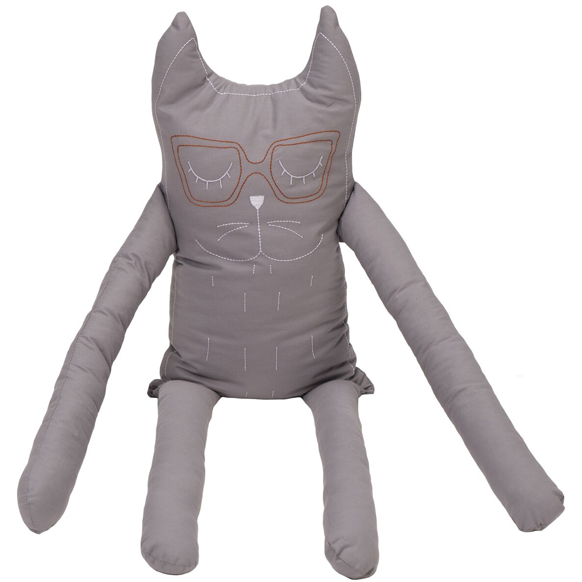 Perna in forma de pisica SomnArt, bumbac, umplutura sare, Gri