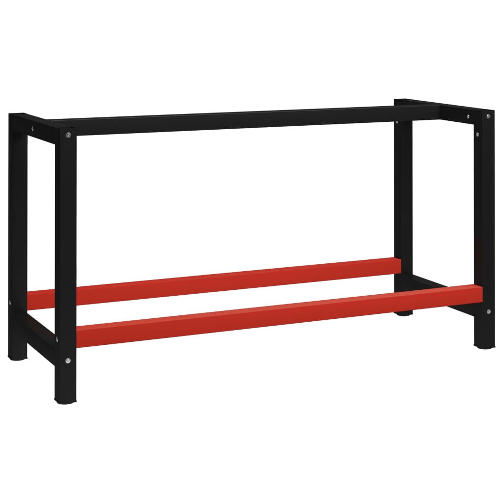 Cadru metalic spatiu de lucru, vidaXL, Metal, 150 x 57 x 79 cm, Negru/rosu