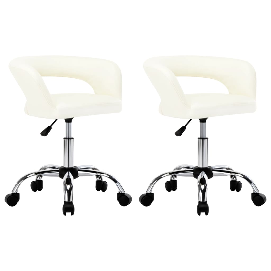 Set scaune de bucatarie, 2 buc alb, piele ecologica 323256