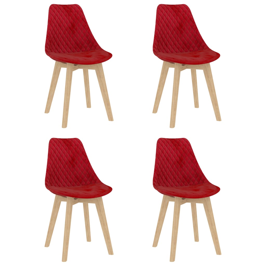 Set scaune de sufragerie, 4 buc, rosu, catifea 289165