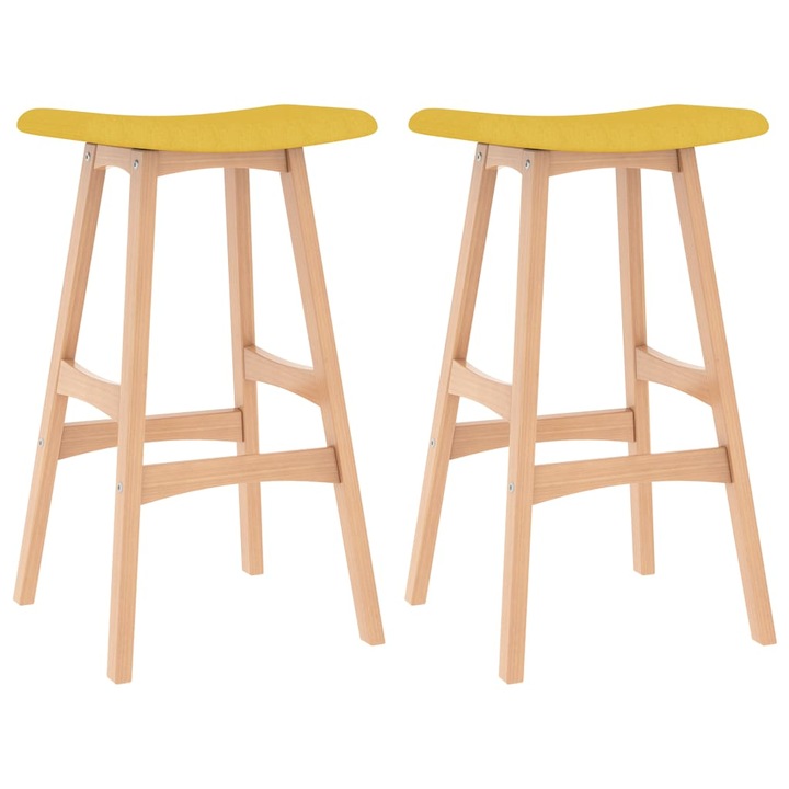 Set de 2 taburete de bar inalte, vidaXL, Tesatura, 44 x 27 x 70 cm, Galben