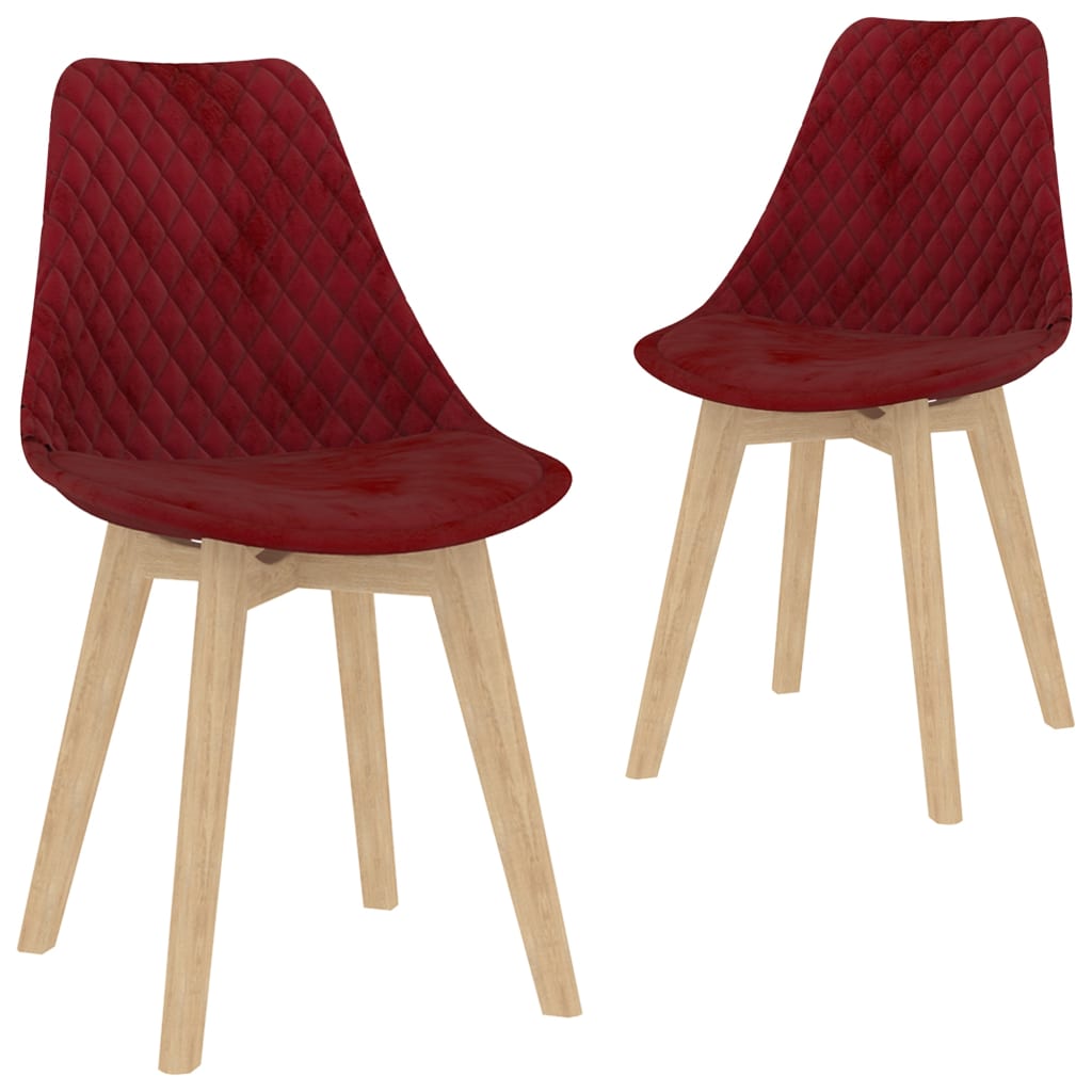 Set scaune de bucatarie, 2 buc, rosu vin, catifea 289160