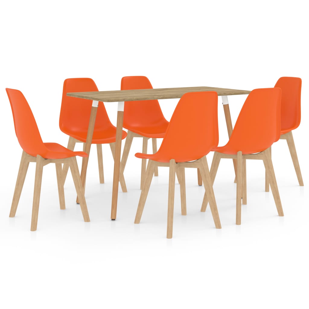 Set mobilier de bucatarie cu 7 piese, vidaXL, Plastic, 120 x 60 x 75 cm, Portocaliu