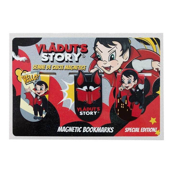 Set 3 Semne de carte din folie magnetica care se indoaie si se inchide,ilustratii sub forma de personaj din comic book, Vladut's Story