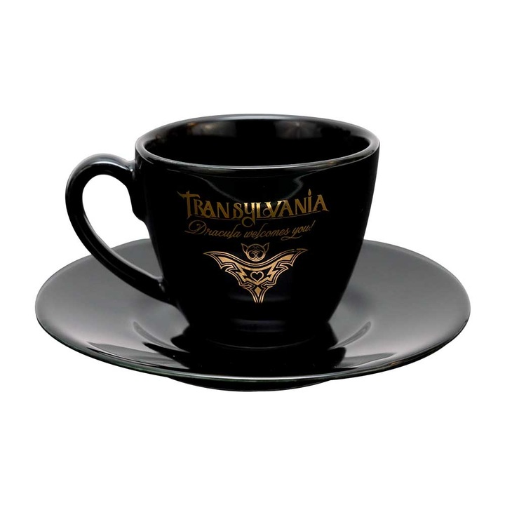 Set espresso Transylvania, ceasca si farfurioara, portelan, 110ml, ambalat in cutie premium
