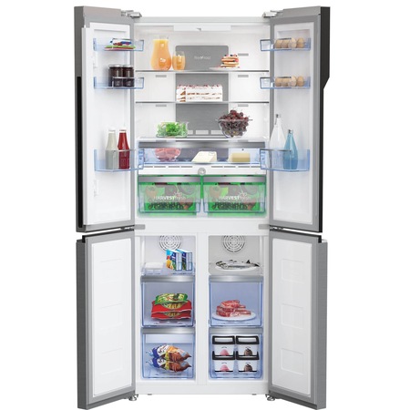 Side by side Beko GNE480E30ZXPN, 478 l, Clasa F, NeoFrost Dual Cooling, HarvestFresh, H 192 cm, Argintiu