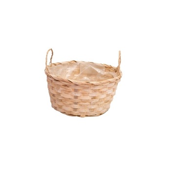 Cos bambus impletit, rotund, cu 2 toarte mici, lat, crem, 22x10cm Cos bambus impletit, rotund, cu 2 toarte mici, lat, crem, 22x10cm